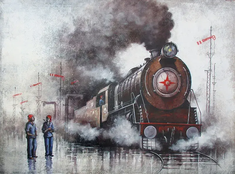 Steam locomotives paintings