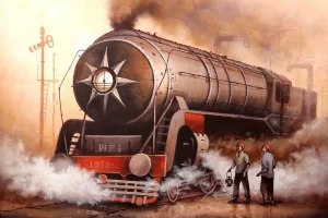 Steam locomotives paintings