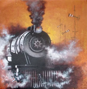 Steam locomotives paintings